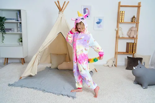 Vista 10 de Pijama de unicornio unisex para niños, enteritos para disfraz, Halloween
