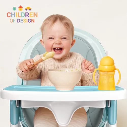 Vista 9 de Silla alta de madera de lujo 6 en 1 para bebés y niños pequeños, moderna, segura y compacta, fácil de limpiar y montar, bandeja y cojín extraíbles