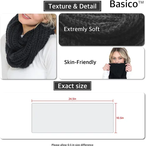 Vista 6 de BASICO Infinity Scarf Bufanda de punto de ganchillo de invierno en talla única