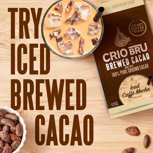 Vista 4 de Crio Bru Brewed Cacao Ghana French Roast Bolsa de 1.5 libras (24 onzas) – Bebida saludable natural alternativa al café Granos de cacao molidos