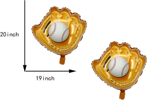 Vista 6 de 14 globos de papel de aluminio de béisbol con globos de látex, juego de globos de aluminio para fiesta de cumpleaños, guante, redondo, tema