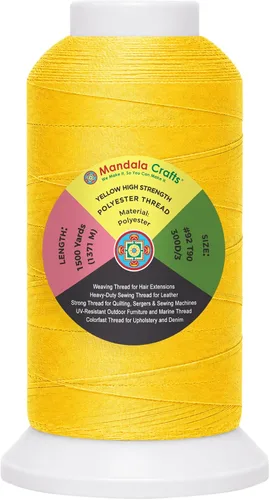 Vista 65 de Mandala Crafts Airforce Blue Tex 70 - Hilo de poliéster para tapicería 1500 Yds T70 UV Resistant Strong Thread for Leather Sewing, Marine