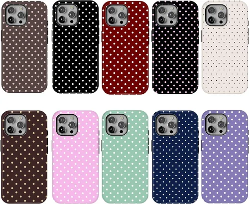 Vista 4 de Funda para iPhone 16 Pro Max con lunares, color negro y rosa Negro & Rosado