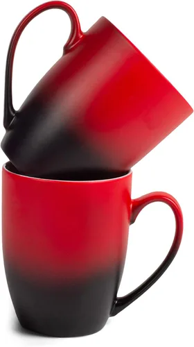 Vista 23 de Elanze Designs Magenta blanco dos tonos Ombre mate taza de café de cerámica de 12 onzas Magenta y blanco.
