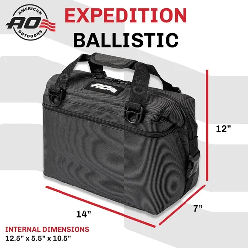 Vista 4 de AO Coolers Expedition - Enfriador suave balístico, aislado, a prueba de fugas y resistente a la abrasión, 12 latas, negro/carbón