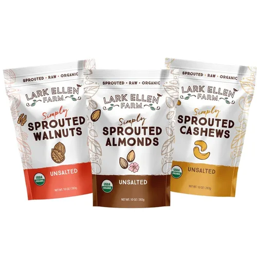Vista 9 de Lark Ellen Farm Almendras germinadas orgánicas, sin sal – USDA orgánicas, crudas, veganas, sin gluten, sin OMG, aptas para paleo, aperitivo