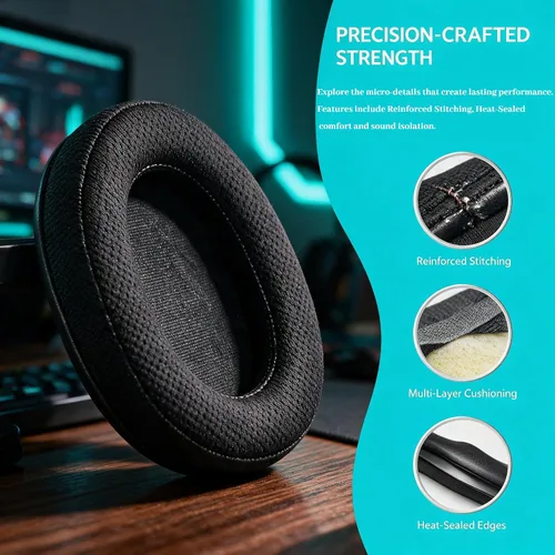 Vista 3 de Compatible con SteelSeries Arctis 7 - Almohadillas de repuesto para auriculares inalámbricos Arctis 3, 5, 7, 9, 1 y Pro