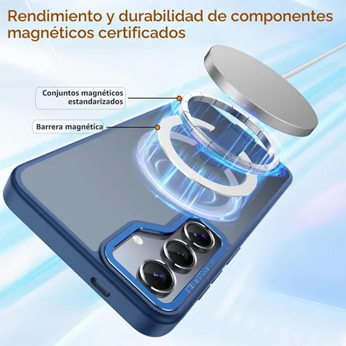 Vista 3 de Funda para Samsung Galaxy S24+ Plus [soporte integrado], compatible con carga inalámbrica MagSafe, [prueba de caídas de grado militar] Funda Azul