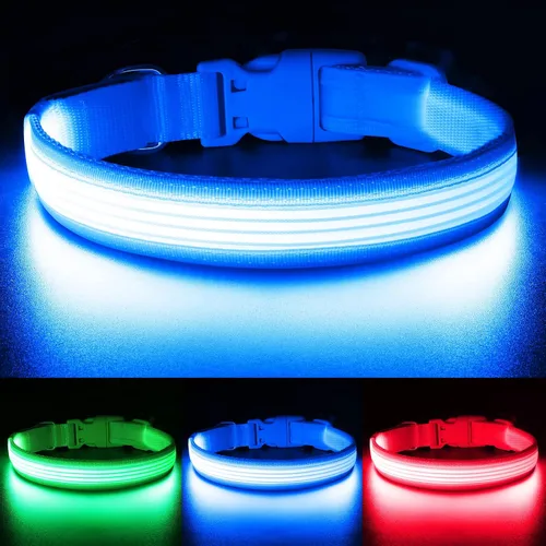 Vista 20 de YFbrite Collar LED para perro XS, ligero collar para gato, cómodo collar de cachorro iluminado, recargable por USB, luz de seguridad ajustable