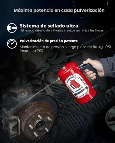 Vista 2 de toolant Pulverizador presurizado recargable de 32 onzas, 200 PSI máximo Rojo