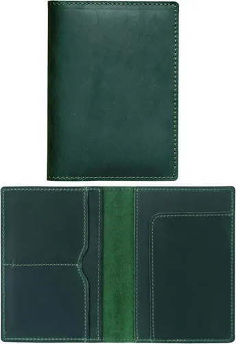 Vista 20 de HIFA Funda de cuero para pasaporte, funda para pasaporte hecha a mano con ranura para tarjetas y boletos, piel auténtica, diseño elegante, fácil