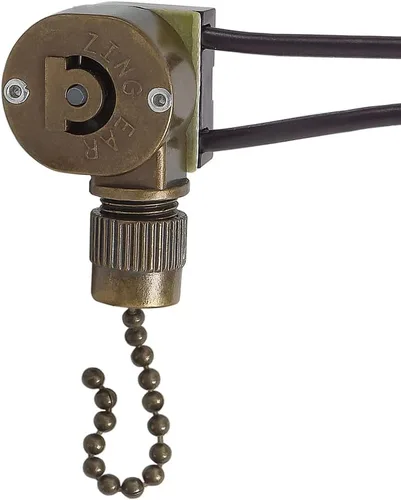 Vista 8 de Zing Ear ZE-109M - Interruptor de cable de cadena para ventiladores de techo, lámparas y luces de pared, interruptor de cadena de tracción de latón
