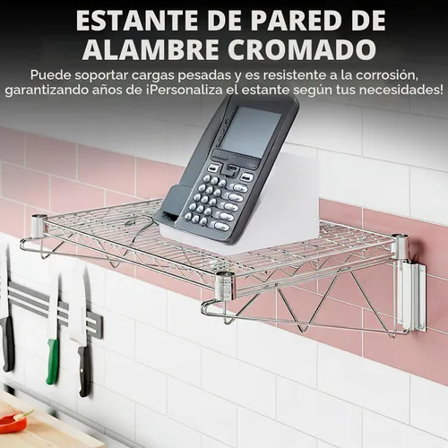 Vista 8 de Estante de pared de alambre cromado de 30 pulgadas