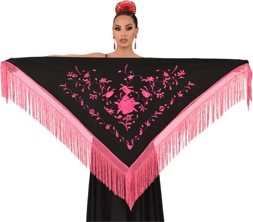 Vista 4 de Mantón Manila para baile flamenco. tamaño medio 63X31 pulgadas