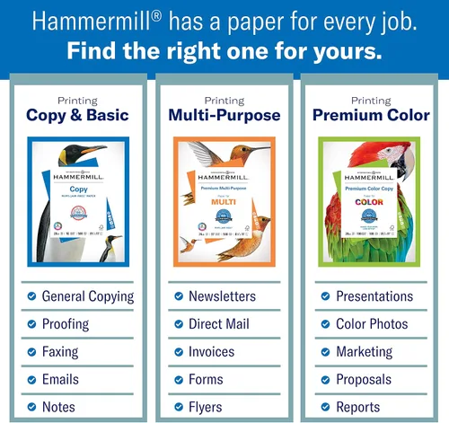 Vista 3 de Hammermill - Papel de color, papel de impresora color canario de 20 libras, 3 orificios, 1 resma (500 hojas), fabricado en los Estados Unidos, papel