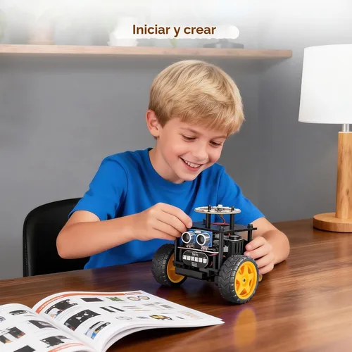 Vista 3 de Kit de coche robot inteligente, robótica para niños de 8 a 12 años Negro