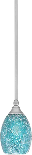 Vista 237 de Toltec Lighting Tallo Colgado Mini colgante, acabado de cobre negro, 3.5" cuadrado humo burbuja vidrio