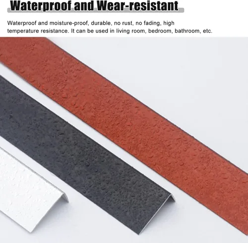 Vista 5 de Borde de tira de transición de piso de aluminio, reductor de umbral impermeable de madera a azulejos, para puertas de entrada