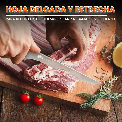 Vista 2 de TUO Black Hawk - Cuchillo de filete de 6 pulgadas para recortar grasa de carne, desollado de ciervos, mango de espiga completa, acero alemán de alto