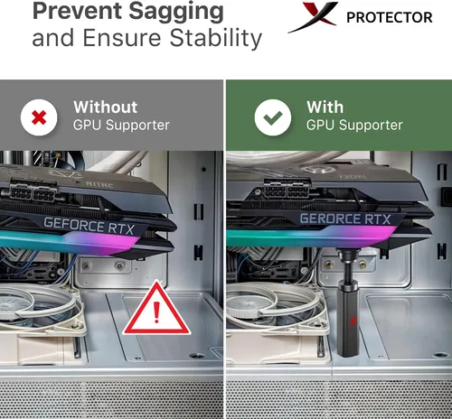 Vista 2 de X-Protector Soporte de GPU – Soporte grande de GPU de 2.9 pulgadas – 5 pulgadas – Soporte de GPU premium con almohadilla de goma – Soporte de GPU