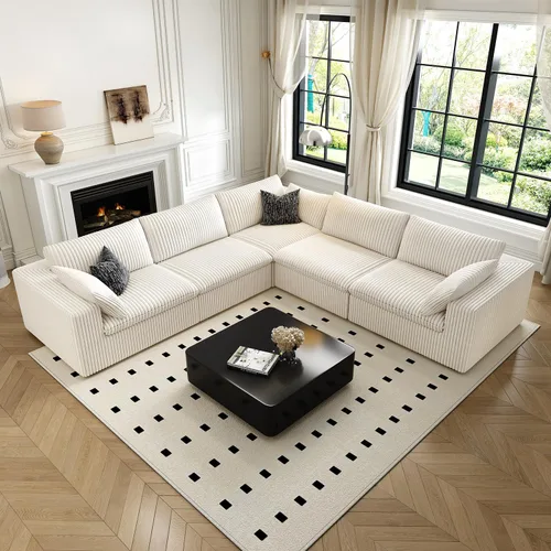 Vista 38 de LoveSeat Cloud Couch Sofá Seccional Modular para Sala de Estar, Sofá Moderno con Asiento Profundo, Sofá de 2 Plazas Sin Huesos con Otomana, Cómodos