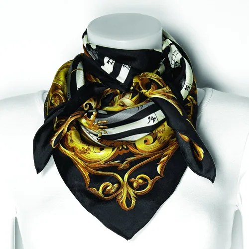Vista 2 de Sweet Pea Fashion Kennedy Black Zodiac - Bufanda de seda hecha a mano de 35 pulgadas, Multi