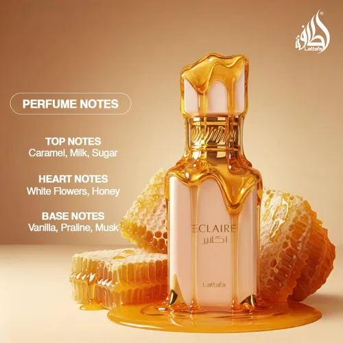Vista 3 de Lattafa Eclair - Vainilla, Caramelo, Dulce, Floral - Eau de Parfum Fragancia de Larga Duración para Mujeres, 3.40 Onzas / 100 ml Fragancia
