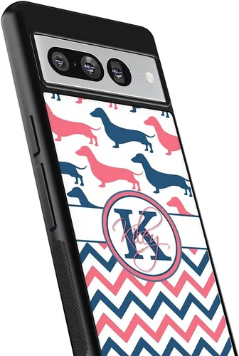 Vista 2 de Dachshund Dog Chevron - Funda de goma negra personalizada compatible con Google Pixel 10, 10 Pro, 10 Pro XL, 9a, 9 Pro, Pixel 9, Pixel 9 Pro XL, 8a