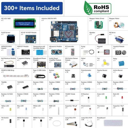 Vista 9 de SunFounder Elite Explorer Kit con Arduino Uno R4 WiFi Original, Cumple con RoHS, Bluetooth IoT ESP32 IIC LCD1602 OLED, Kit de Super Inicio