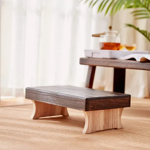 Vista 7 de Taburete bajo de madera plegable, estilo japonés, muebles tradicionales portátiles para el hogar, taburete tatami