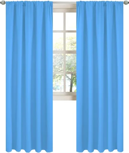 Vista 14 de LA PALMA Cortinas opacas con bolsillo para cortinero para sala de estar, bloqueo de luz, aislamiento térmico, reducción de ruido, cortinas de Aqua