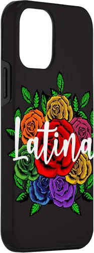 Vista 3 de iPhone 12 mini latina con patrón de rosas florales para mujeres mexicanas caso de regalo