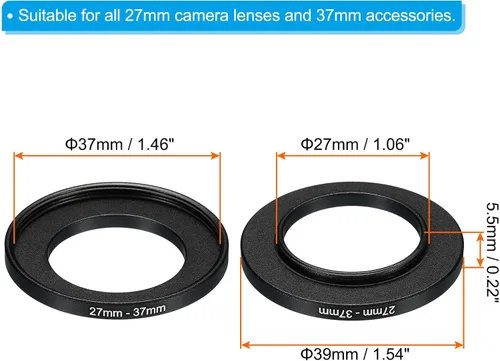 Vista 2 de PATIKIL Anillo escalonado de metal de 1.063 in-1.457 in, anillo adaptador de filtro de lente de cámara, anillo adaptador de filtro de aluminio