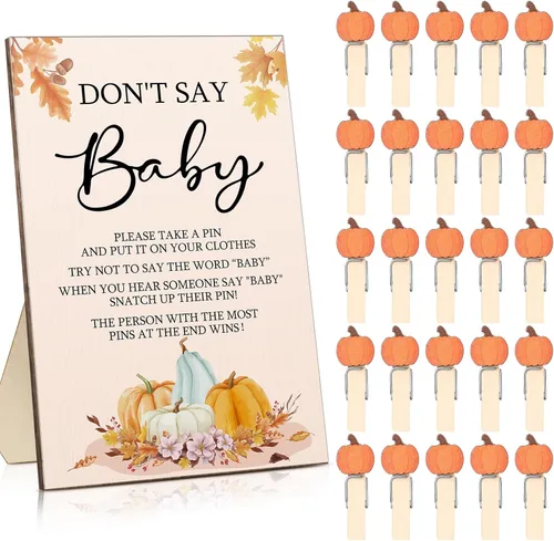 Vista 19 de Unittype 51 Piezas No Digas Bebé Juego de Baby Shower Regalos Incluye Letrero de Baby Shower Tema Abeja y 50 Mini Pinzas de Ropa de Abeja para Niños