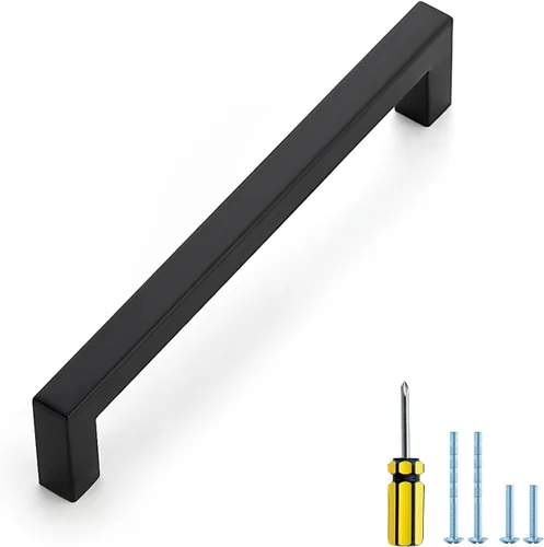 Vista 34 de Ravinte Paquete de 5 tiradores cuadrados de gabinete de 2-1/2 pulgadas, manijas negras para gabinetes de cocina, accesorios de cocina negros mate