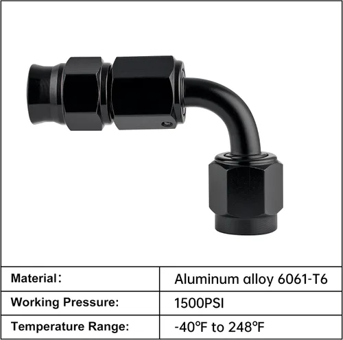 Vista 3 de EVIL ENERGY 3AN PTFE manguera extremo montaje 90 grados negro para manguera de PTFE solamente 2PCS
