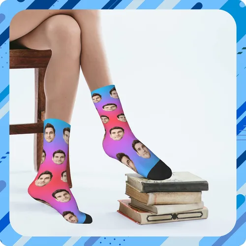 Vista 3 de Calcetines personalizados con caras en ellos, calcetines divertidos personalizados con foto, regalos únicos para amigos, mujeres, hombres, familia