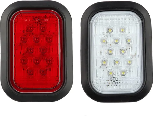 Vista 2 de Partswcgg Juego de 6 luces LED rectangulares de 5 x 3 pulgadas para freno/giro/cola/freno y respaldo de marcha atrás para camión, remolque, luces