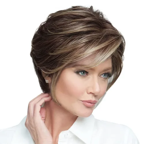 Vista 10 de Raquel Welch Go To Style - Peluca de pelo corto versátil y favorecedora de Hairuwear, gorra media, castaño iluminado por el sol RL10/12