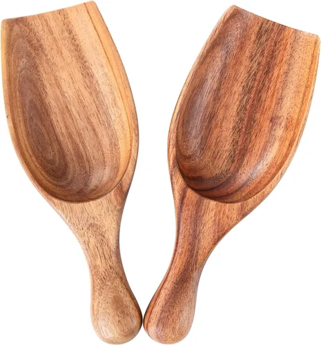 Vista 10 de Cuchara de café de madera, pala grande para café, 2 cucharas grandes de café molido, cucharas de sal de grano de madera, tarros de madera, cucharas