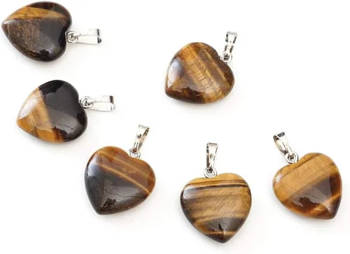 Vista 5 de Collar con colgante de corazón grande con piedra natural con texto en inglés "You are My Only Love", con cristales curativos, cuarzo, reiki