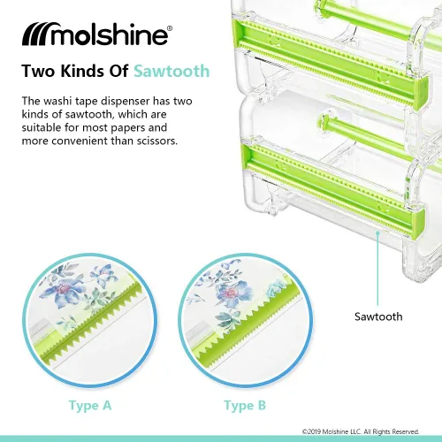 Vista 2 de molshine Dispensador de cinta adhesiva Washi transparente para escritorio, cortador de cinta, soporte de cinta adhesiva (no incluye cinta adhesiva)