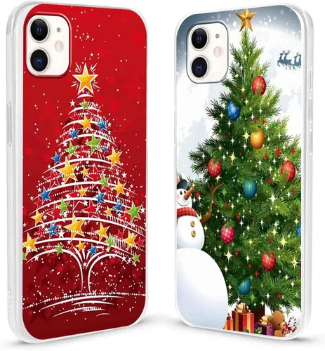 Vista 13 de Paquete de 2 fundas transparentes de Navidad para iPhone 7/8/SE 2020 / SE 2022 de 4.7 pulgadas, árboles de Navidad, resistentes al amarilleo