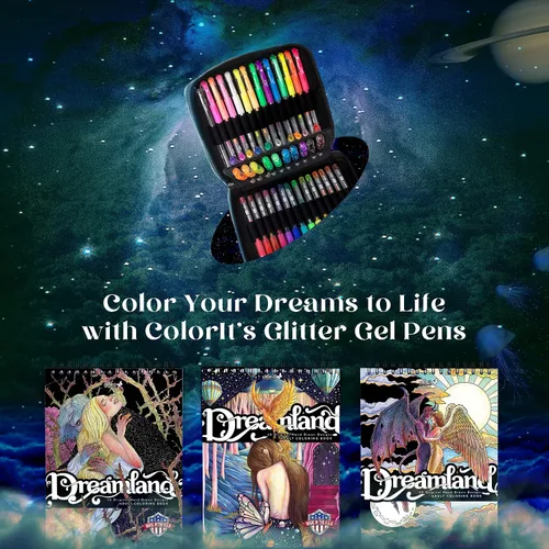 Vista 7 de ColorIt Dreamland - Libro para colorear para adultos, encuadernado en espiral, 50 conceptos únicos de ensueño, impreso de una sola cara en papel