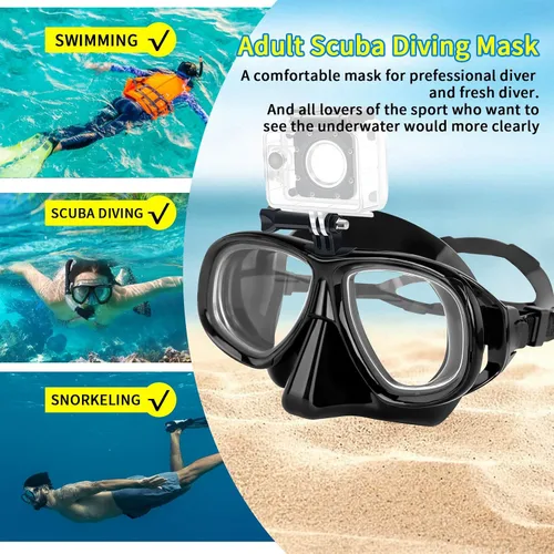 Vista 4 de Snorkeling Gear for Adults Youth, Nearsighted Anti-Fog Diving Mask & Silicone Dry Snorkel for Scuba Diving Spearfishing Freediving