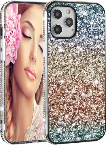Vista 8 de Solomo Funda para iPhone 11 Pro, funda protectora gradual de arcoíris brillante de lujo con purpurina y parachoques de TPU suave para iPhone 11 Pro