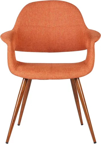Vista 4 de Armen Living Silla de comedor Phoebe en tela naranja y acabado de madera de nogal