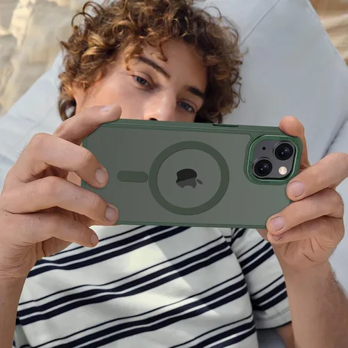 Vista 543 de Anuck - Funda magnética para iPhone 11 compatible con MagSafe, carcasa trasera mate translúcida dura, borde de TPU, delgada, resistente a impactos
