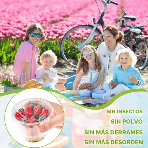 Vista 8 de TOFLEN Vasos de plástico transparente para yogur de 9 onzas con insertos