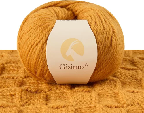 Vista 15 de 100% lana de merino para tejer, 3 capas de lana lujosa y suave para tejer a mano y ganchillo (ámbar, 1 bola)